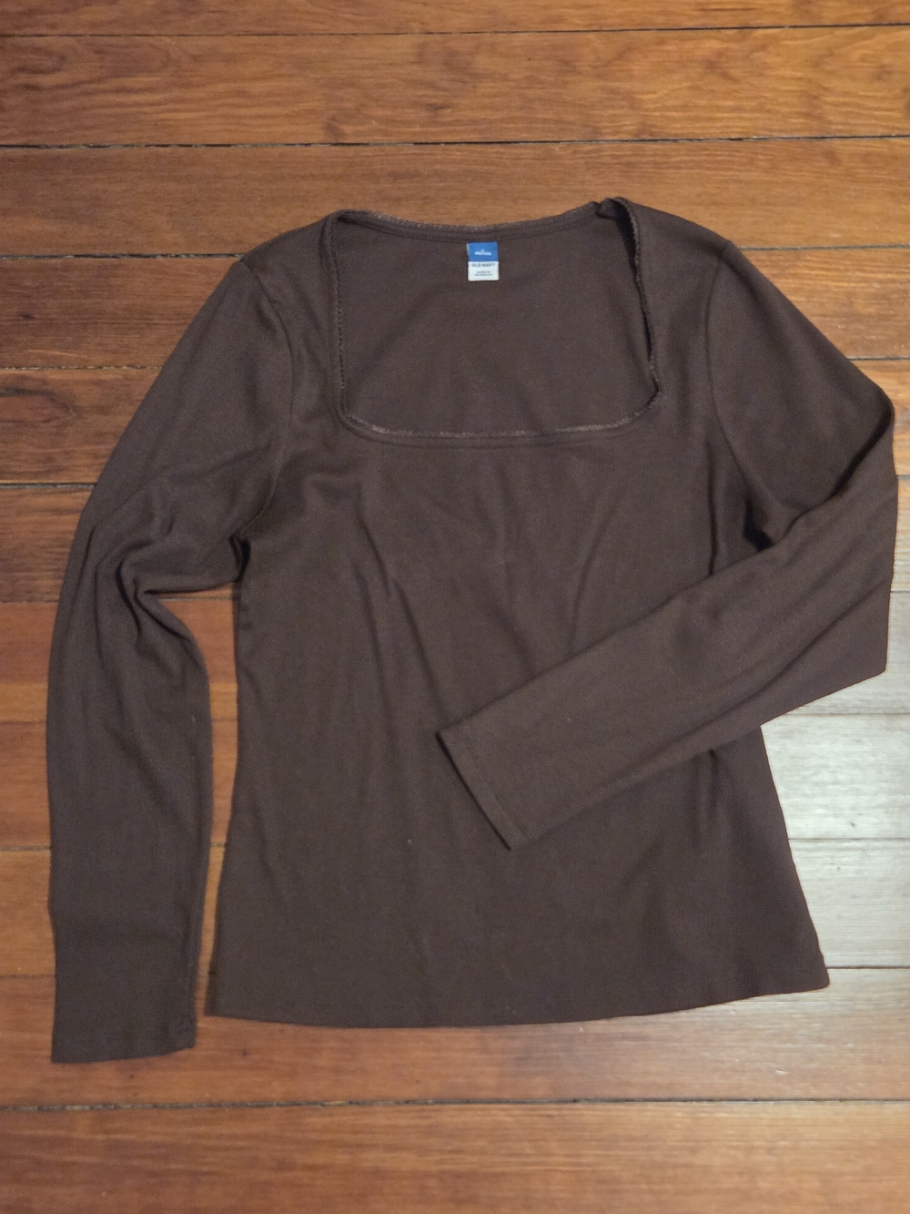Old Navy Brown Square-Neck Long Sleeve Tee